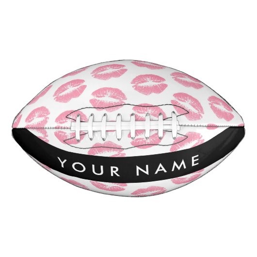 Pink Lips, Kiss, Lipstick, Ihr Name, Personalisier Football (Vorderseite)