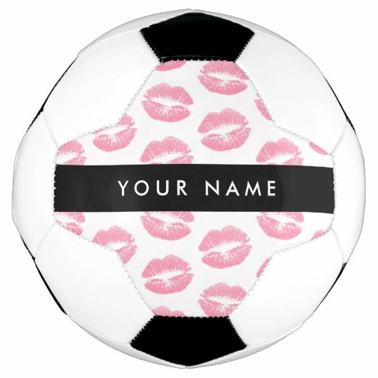 Pink Lips, Kiss, Lipstick, Ihr Name, Personalisier Fußball (Vorderseite)