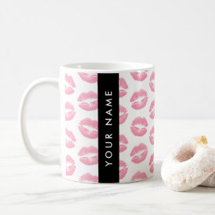 Pink Lips, Kiss, Lipstick, Ihr Name, Personalisier Kaffeetasse
