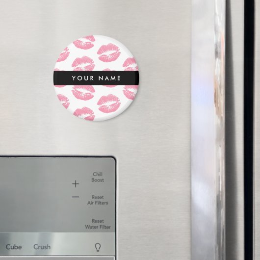 Pink Lips, Kiss, Lipstick, Ihr Name, Personalisier Magnet (In Situ (Kühlschrank))