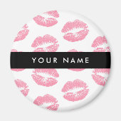 Pink Lips, Kiss, Lipstick, Ihr Name, Personalisier Magnet (Vorne)