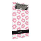 Pink Lips, Kiss, Lipstick, Ihr Name, Personalisier Mini Klemmbrett (Schrägansicht)