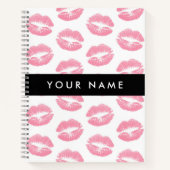 Pink Lips, Kiss, Lipstick, Ihr Name, Personalisier Notizblock (Vorderseite)