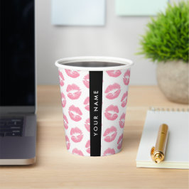 Pink Lips, Kiss, Lipstick, Ihr Name, Personalisier Pappbecher