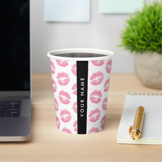 Pink Lips, Kiss, Lipstick, Ihr Name, Personalisier Pappbecher (InSitu)