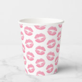 Pink Lips, Kiss, Lipstick, Ihr Name, Personalisier Pappbecher (Rückseite)