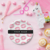Pink Lips, Kiss, Lipstick, Ihr Name, Personalisier Pappteller (Party)