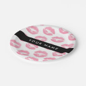 Pink Lips, Kiss, Lipstick, Ihr Name, Personalisier Pappteller (Schrägansicht)