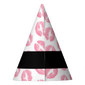 Pink Lips, Kiss, Lipstick, Ihr Name, Personalisier Partyhütchen (Rückseite)
