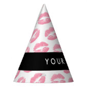 Pink Lips, Kiss, Lipstick, Ihr Name, Personalisier Partyhütchen (Links)