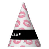 Pink Lips, Kiss, Lipstick, Ihr Name, Personalisier Partyhütchen (Rechts)