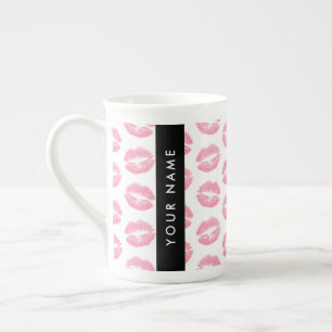 Pink Lips, Kiss, Lipstick, Ihr Name, Personalisier Porzellantasse