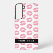 Pink Lips, Kiss, Lipstick, Ihr Name, Personalisier Samsung Galaxy Hülle (Rückseite)