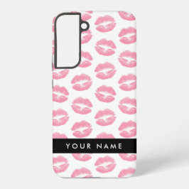 Pink Lips, Kiss, Lipstick, Ihr Name, Personalisier Samsung Galaxy Hülle