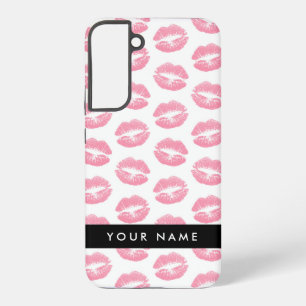 Pink Lips, Kiss, Lipstick, Ihr Name, Personalisier Samsung Galaxy Hülle