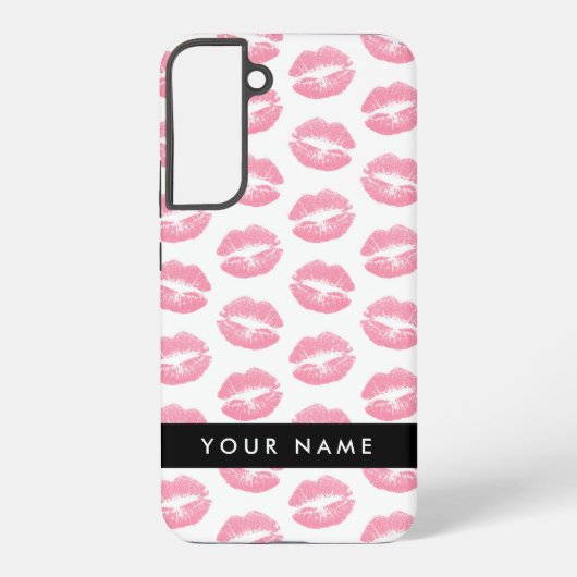 Pink Lips, Kiss, Lipstick, Ihr Name, Personalisier Samsung Galaxy Hülle (Rückseite)