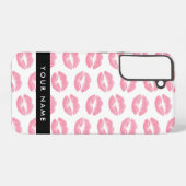 Pink Lips, Kiss, Lipstick, Ihr Name, Personalisier Samsung Galaxy Hülle (Rückseite (Horizontal))