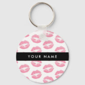 Pink Lips, Kiss, Lipstick, Ihr Name, Personalisier Schlüsselanhänger (Vorderseite)