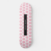 Pink Lips, Kiss, Lipstick, Ihr Name, Personalisier Skateboard (Vorderseite)