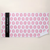 Pink Lips, Kiss, Lipstick, Ihr Name, Personalisier Strandtuch (Vorderseite)
