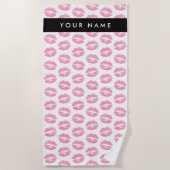 Pink Lips, Kiss, Lipstick, Ihr Name, Personalisier Strandtuch (Vorderseite)
