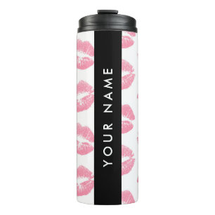 Pink Lips, Kiss, Lipstick, Ihr Name, Personalisier Thermosbecher