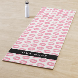 Pink Lips, Kiss, Lipstick, Ihr Name, Personalisier Yogamatte