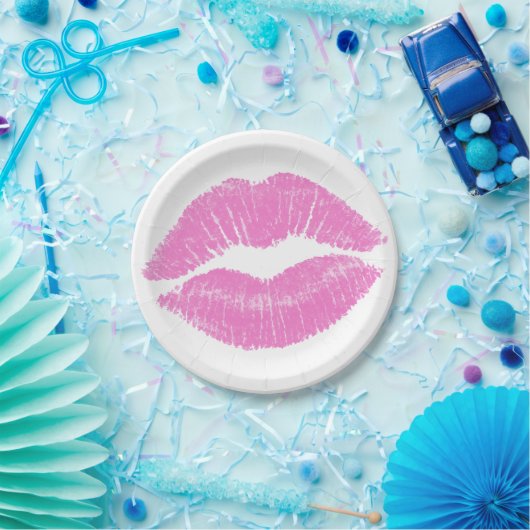 Pink Lips Lipstick Lippenstift Makeup Schönheit Pappteller (Party)