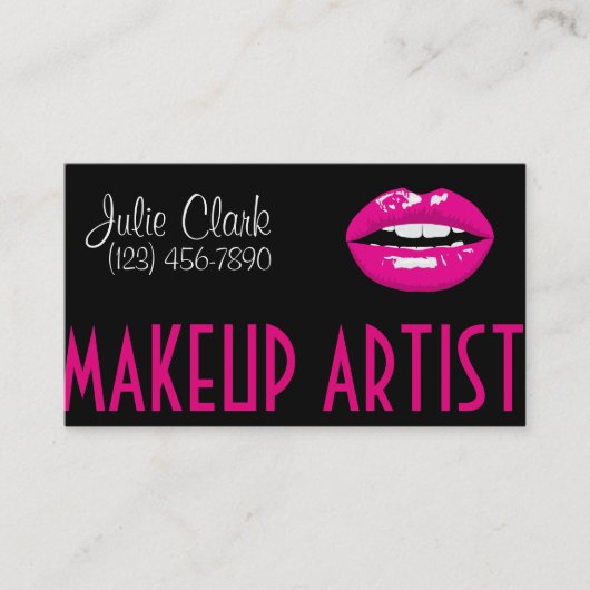 Pink Lips Makeup Artist Business Card Visitenkarte (Vorderseite)