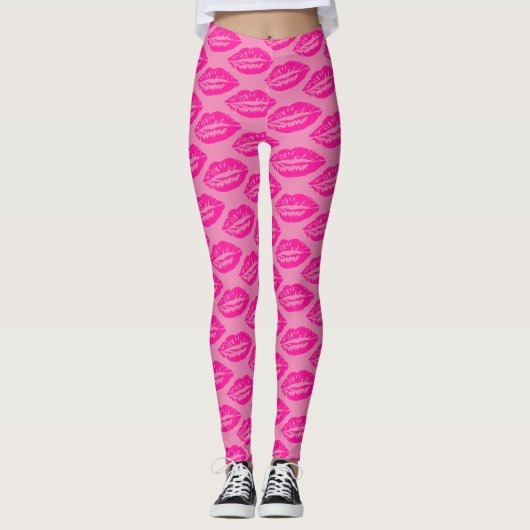 Pink Lips Pattern Leggings (Vorderseite)