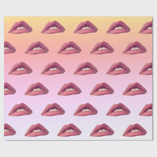 Pink Lips Wrapper Paper Geschenkpapier (Flach)