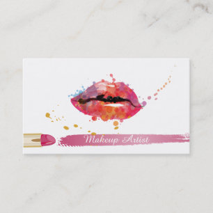 Pink Lipstick Farbenfrohe Lippen Makeup Artist Visitenkarte