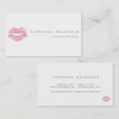 Pink Lipstick Kiss Mark Cosmetology Business Card Visitenkarte (Vorne/Hinten)