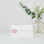 Pink Lipstick Kiss Mark Cosmetology Business Card Visitenkarte (Stehend Vorderseite)