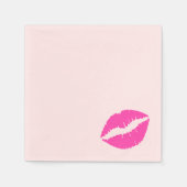 Pink Lipstick Kiss Print Serviette (Vorderseite)