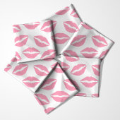 Pink Lipstick Kisses Pattern Stoff