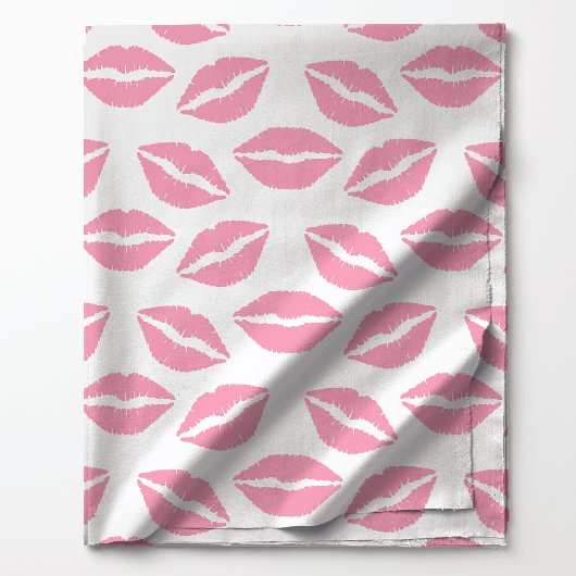 Pink Lipstick Kisses Pattern Stoff