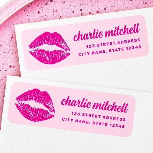 Pink lipstick mark retro return address