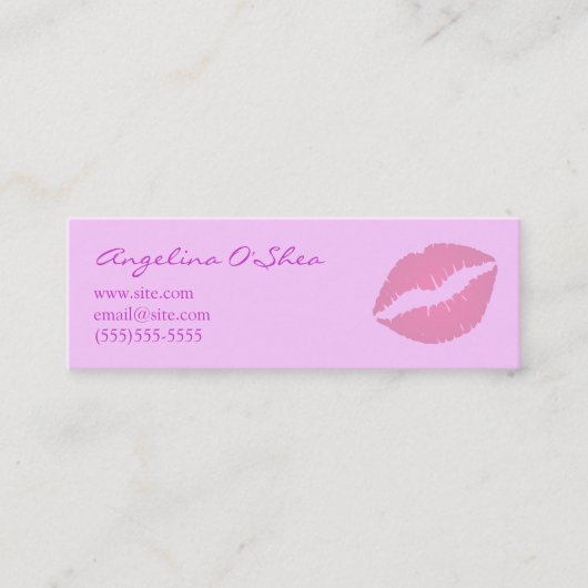 Pink Lipstick Skinny Business Card Mini Visitenkarte (Vorderseite)