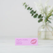 Pink Lipstick Skinny Business Card Mini Visitenkarte (Stehend Vorderseite)