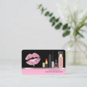 Pink Lipstick und Makeup Visitenkarte (Stehend Vorderseite)