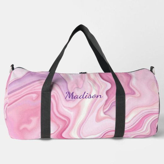 Pink Liquid Abstract Design Duffle Bag (Vorderseite)