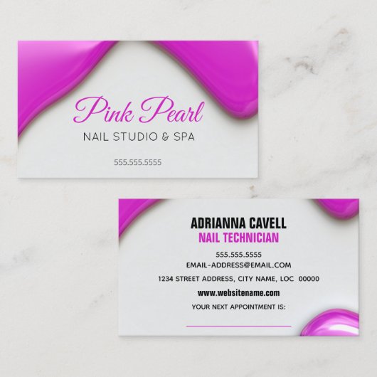 Pink Liquid Nail Polnisch Terminkarte (Vorne/Hinten)