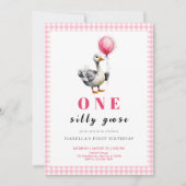 Pink Little Albern Gänseballon Girl Einladung (Vorderseite)