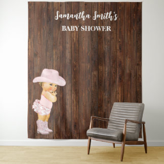 Pink Little Baby Cowgirl Western Babydusche Wandteppich