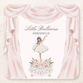 Pink Little Ballerina Baby Dusche oder Geburtstag Rechteckiger Pappuntersetzer
