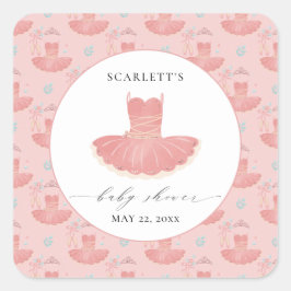 Pink Little Ballerina Tutu Baby Girl Babydusche Quadratischer Aufkleber