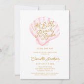 Pink Little Beach Babe Muschel Babydusche Einladung (Vorderseite)