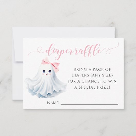 Pink Little Boo Bow Baby Dusche Windelwaschkarte RSVP Karte (Vorderseite)