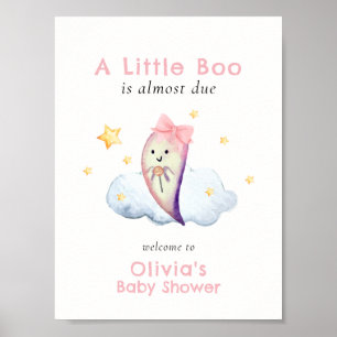 Pink Little Boo Bow Ghost Baby Dusche Willkommen Poster